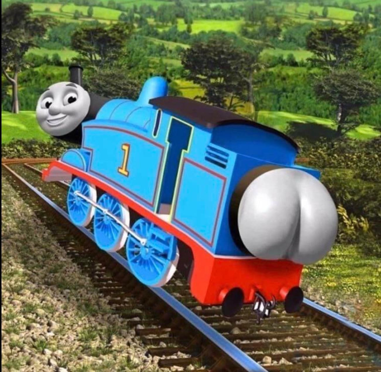 Thomas the tank engine with a dump truck ass